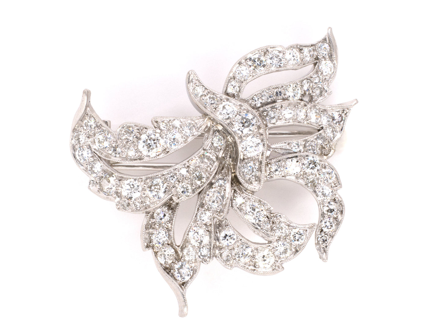 20886 - Platinum Diamond Ribbon Spray Butterfly Bow Clip Pin