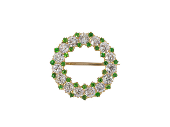 21264 - Edwardian Howard Gold Diamond Demantoid Circle Pin