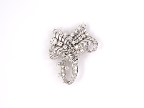 21954 - Art Deco Mauboussin Platinum Diamond Ribbon Pin
