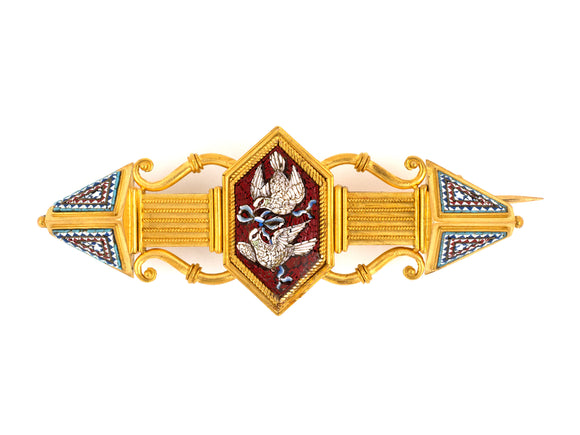 22942 - Circa 1855 Etruscan Revival Victorian Tiffany Gold Mosaic Pin