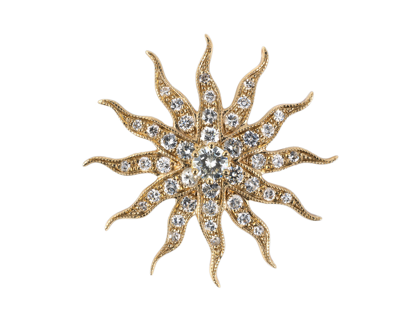 23548 - Gold Diamond Sunburst Pin