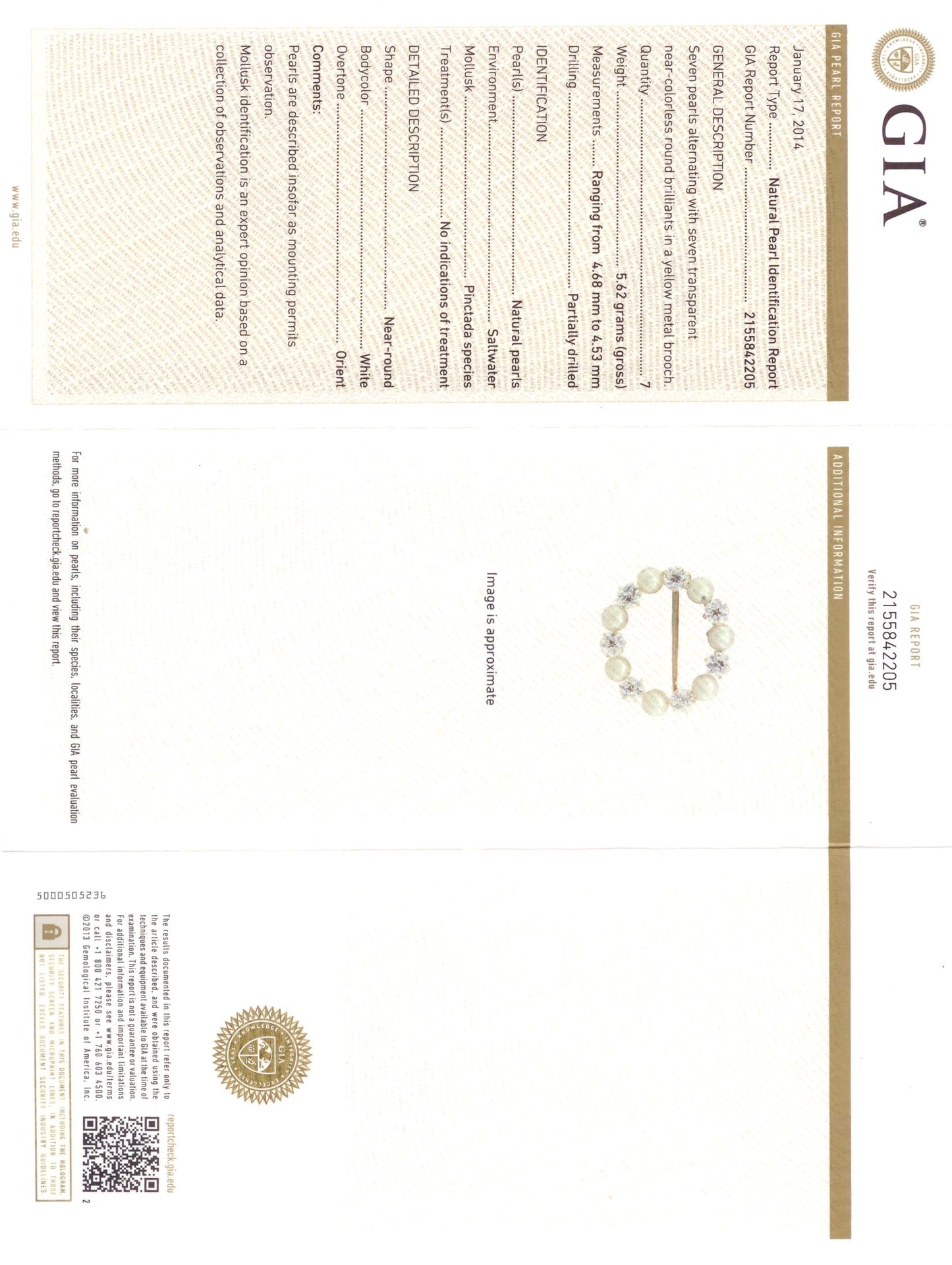 23703 - Victorian Gold GIA Natural Pearl Diamond Oval Pin