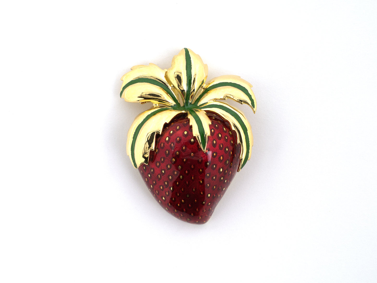 23980 - Gold Red And Green Enamel Strawberry Pin