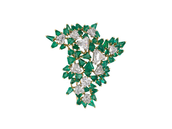 24076 - Circa 1960 Platinum Gold Diamond Emerald Christmas Tree Clip Pin