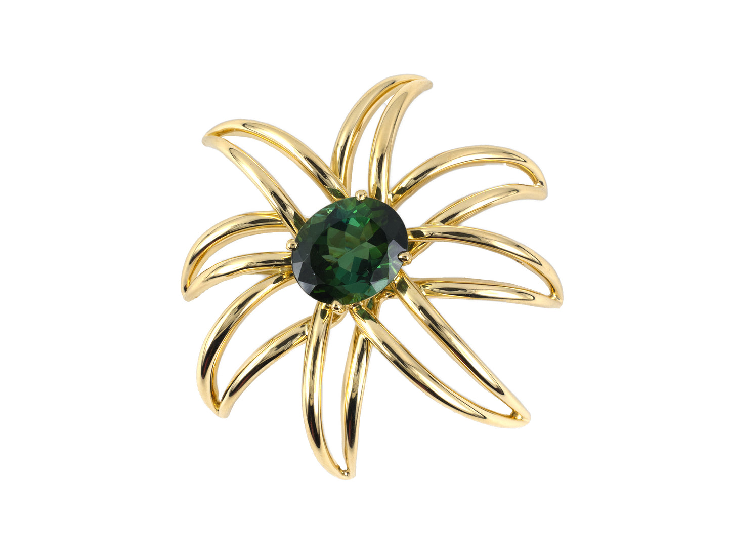24251 - SOLD - Tiffany Circa 1994 Gold Green Tourmaline Fireworks Pin