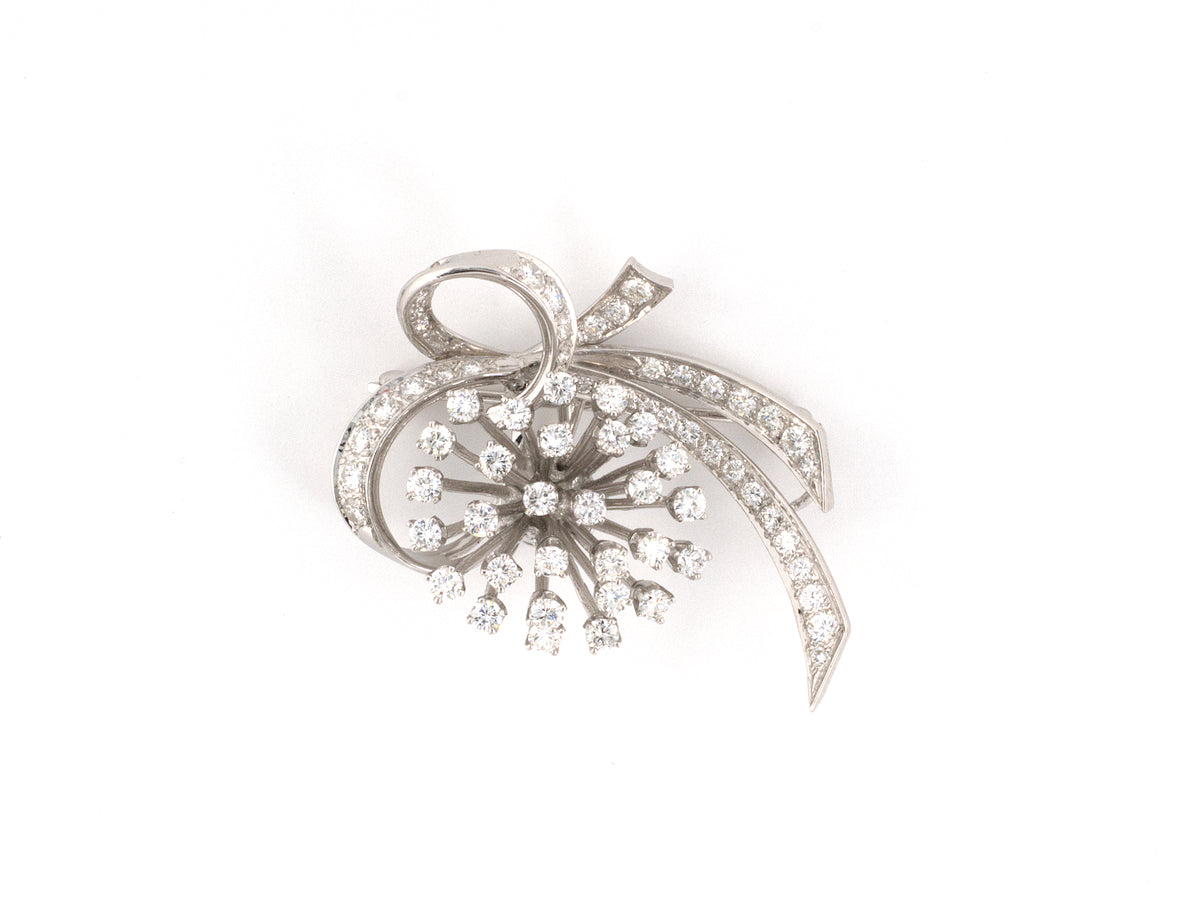 24310 - Gold Entremblant Floral Cluster Ribbon Bow Pin