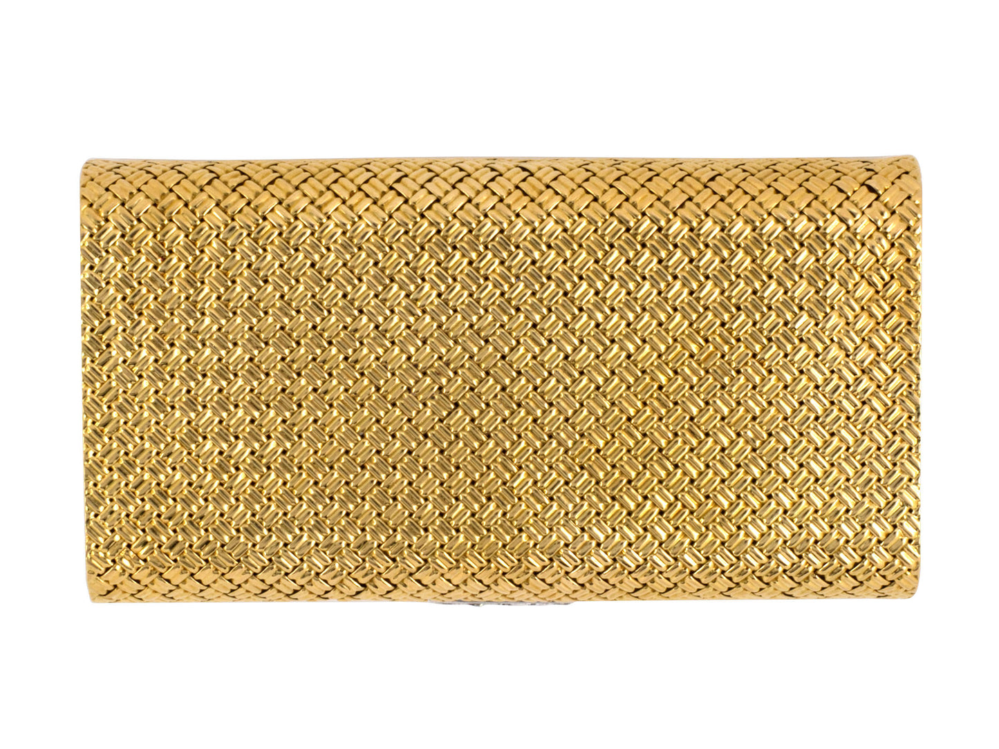 31017 - Circa 1960 Van Cleef & Arpels Gold Platinum Diamond Woven Cigarette Case