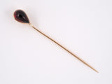 31369 - Victorian Gold Pear Shape Garnet Pearl Stick Pin