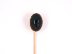 31375 - Victorian Gold Oval Bloodstone Stick Pin 5Ct