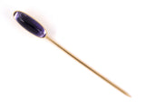 31377 - Victorian Carrington & Co Gold Amethyst Elongated Oval Stick Pin