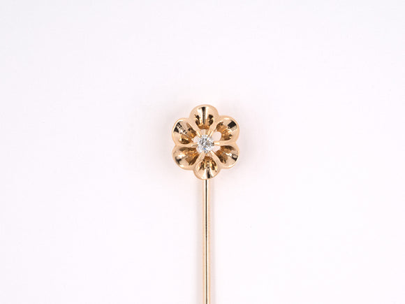 31379 - Gold Diamond Scalloped Victorian Stick Pin