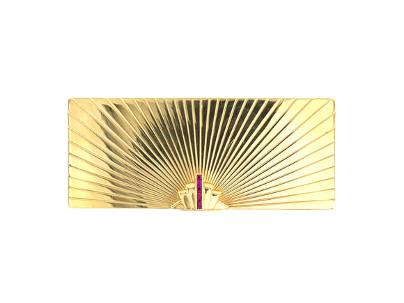 33807 - Art Deco Gold Ruby Compact Tortoise Shell Comb Lipstick Holder