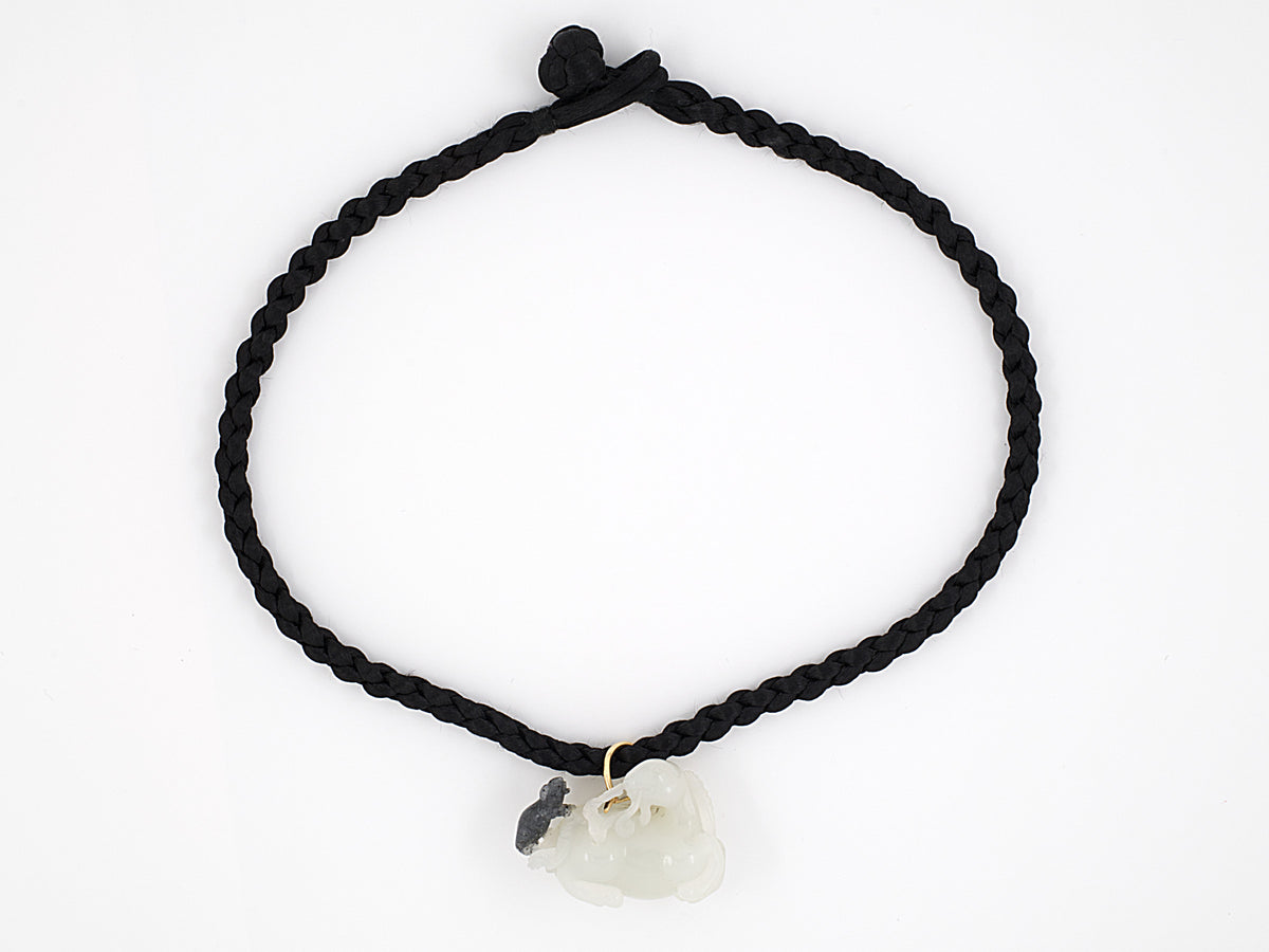 42713 - GIA Nephrite Carved Jade Rabbit Goat Pendant – Durland Co