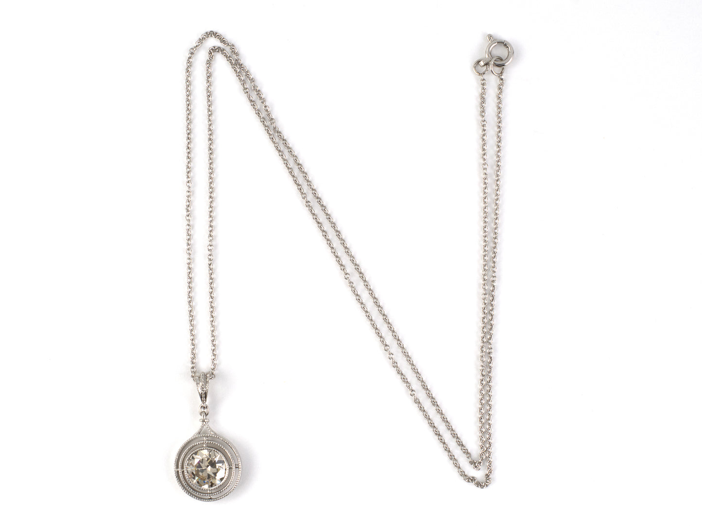 42829 - Platinum Diamond Tiered Merry Widow Pendant Necklace