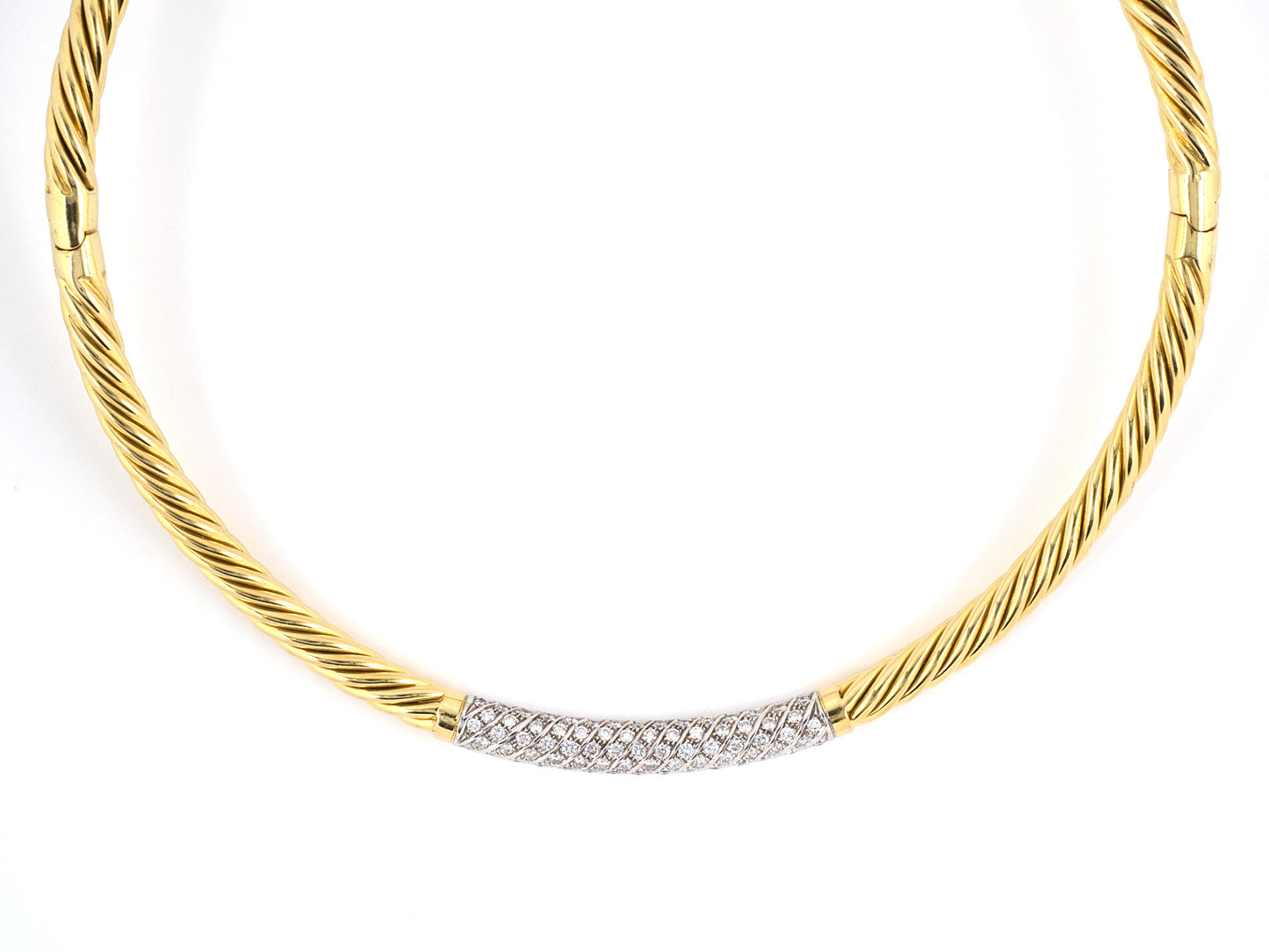 43436 - Gold Diamond Twist Choker Necklace