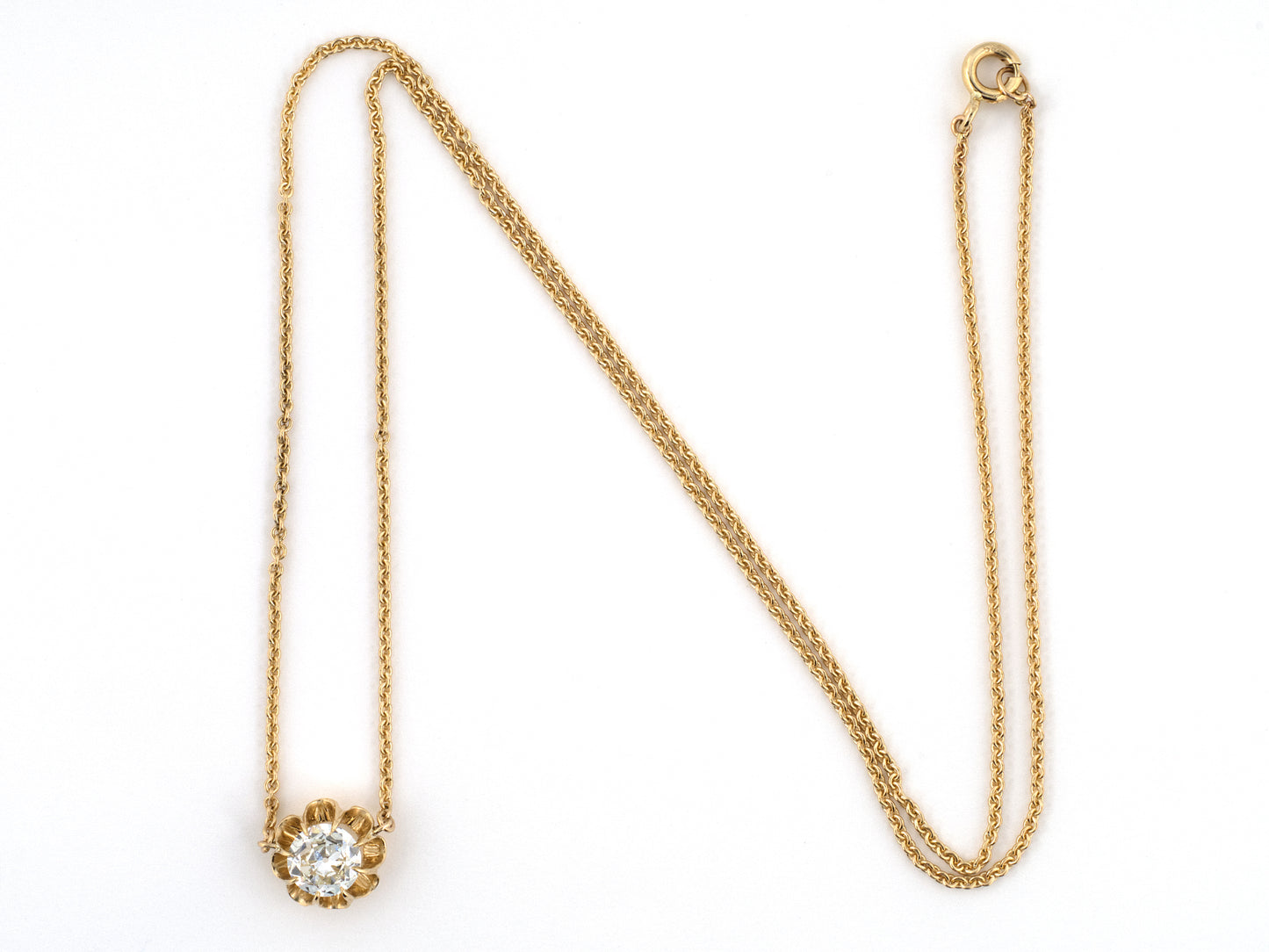 44171 - Gold Diamond 8-Prong Scalloped Solitaire Pendant