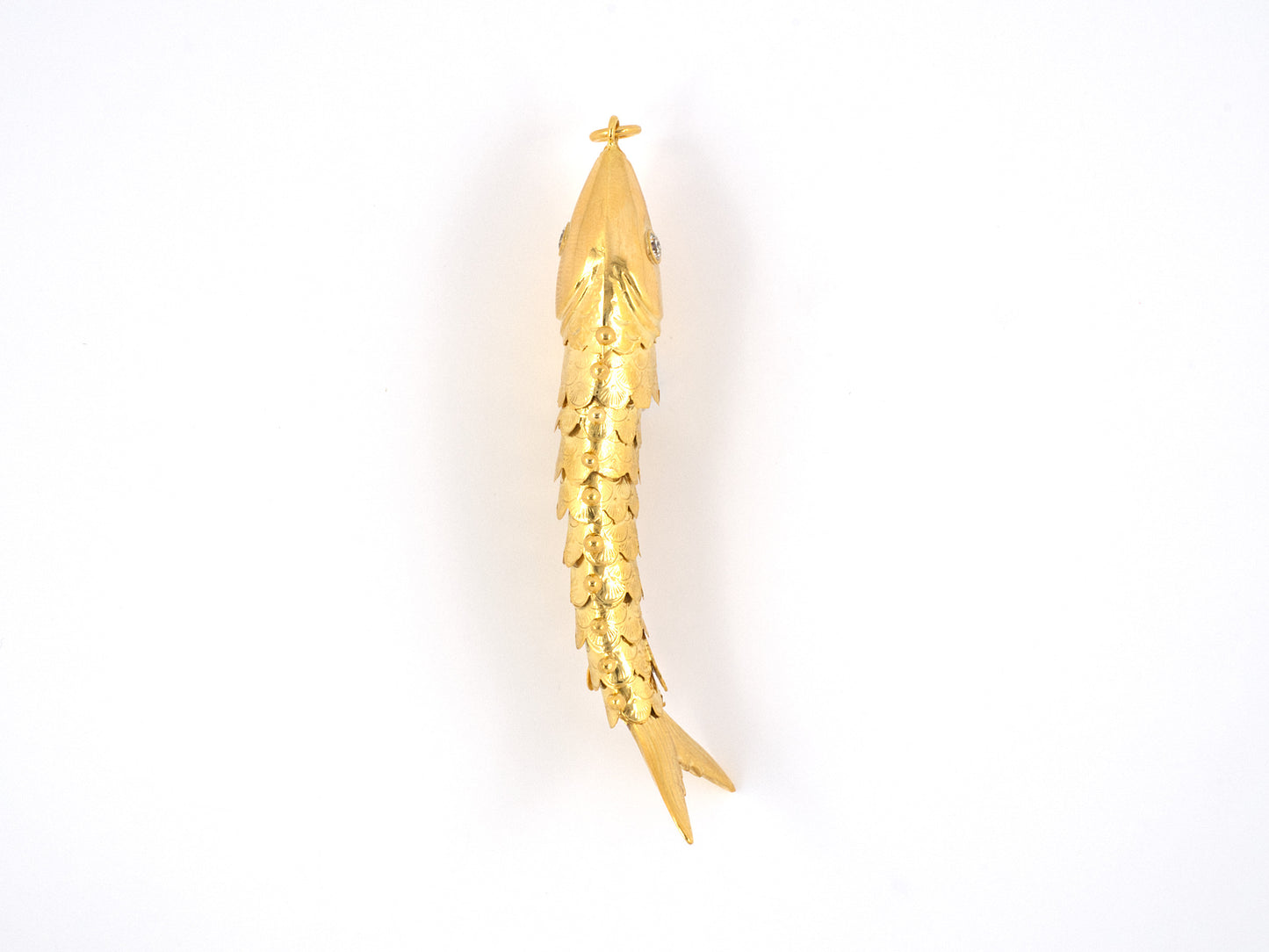 45149 - SOLD - Circa 1950 Gold Diamond Fish Pendant Necklace