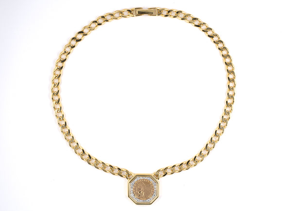 45440 - Webb Gold Platinum Diamond Indian Head Coin Pendant Necklace