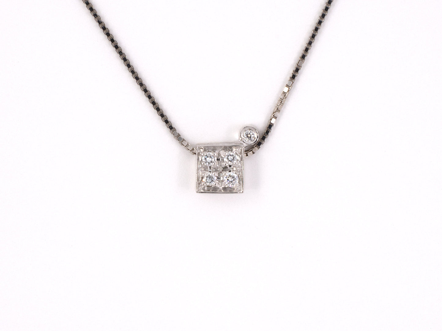 45443 - SOLD - Gold Diamond Square Ornament Pendant Necklace