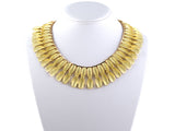45454 - Circa 1970 Spritzer & Fuhrmann Gold Drop Dangle Textured Petals Link Collar Necklace
