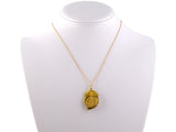 45459 - 23K Gold Floral Top Tear Drop Beaded Edge Longevity Pendant Necklace