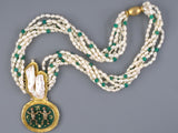45460 - Patricia Fruttauro Gold Silver Diamond Pearl Green Onyx  Necklace