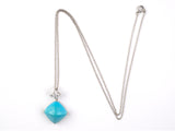 45462 - Platinum Sugarloaf Turquoise Diamond Pendant Necklace