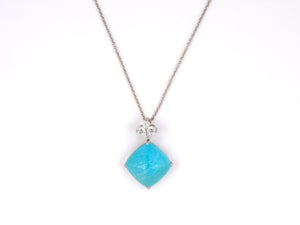 45463 - Platinum Sugarloaf Turquoise Diamond Pendant Necklace