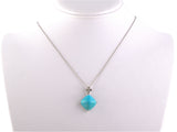 45463 - Platinum Sugarloaf Turquoise Diamond Pendant Necklace