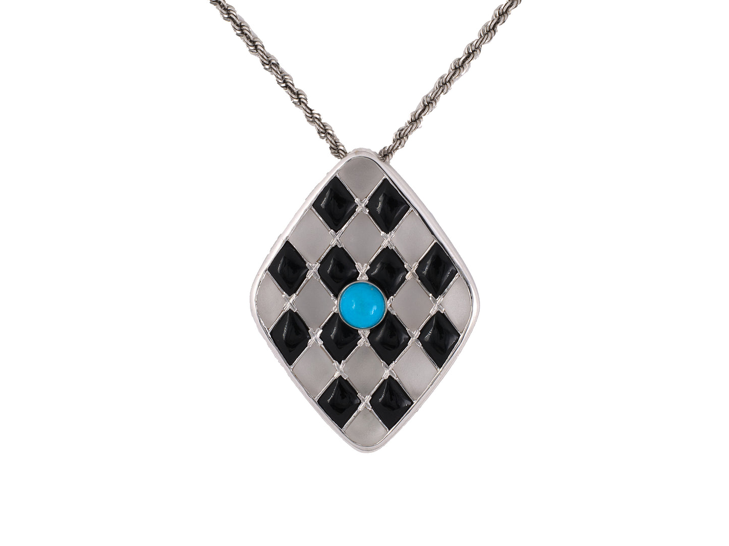 45466 - Gold Turquoise Black Onyx Crystal Pendant Necklace