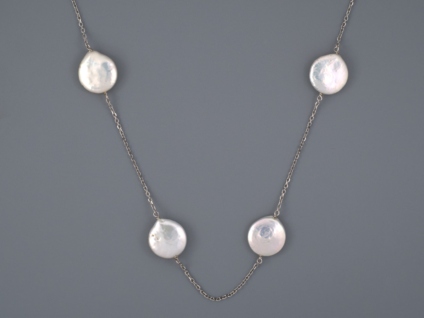 45486 - SOLD - Gold Pearl Cable Chain Necklace