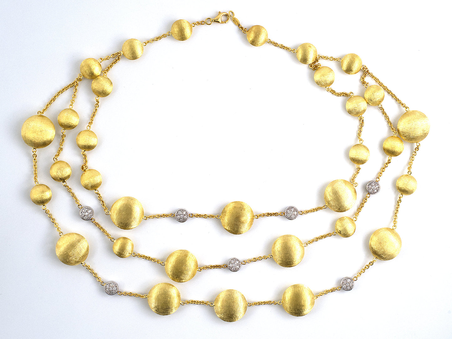 45497 - Chiampesan Gold Diamond Italy Nesting 3 Strand Necklace