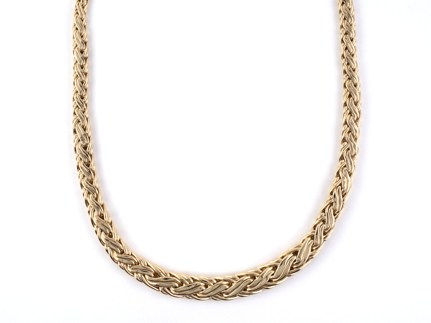 45545 - SOLD - Circa 1950s Tiffany Gold Hollow Woven Wire Necklace