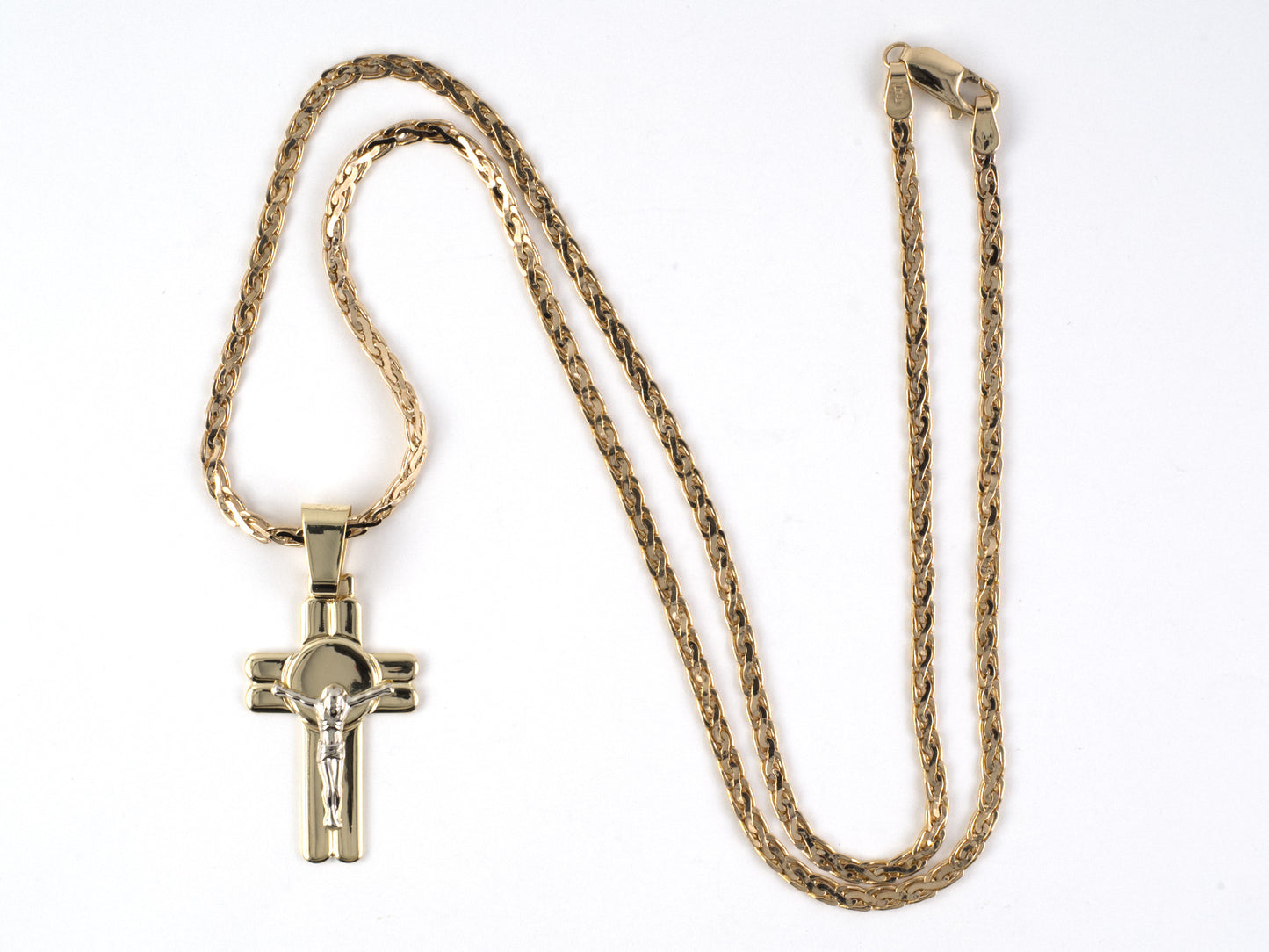 45563 - SOLD - Italian Gold Crucifix Cross Pendant Necklace
