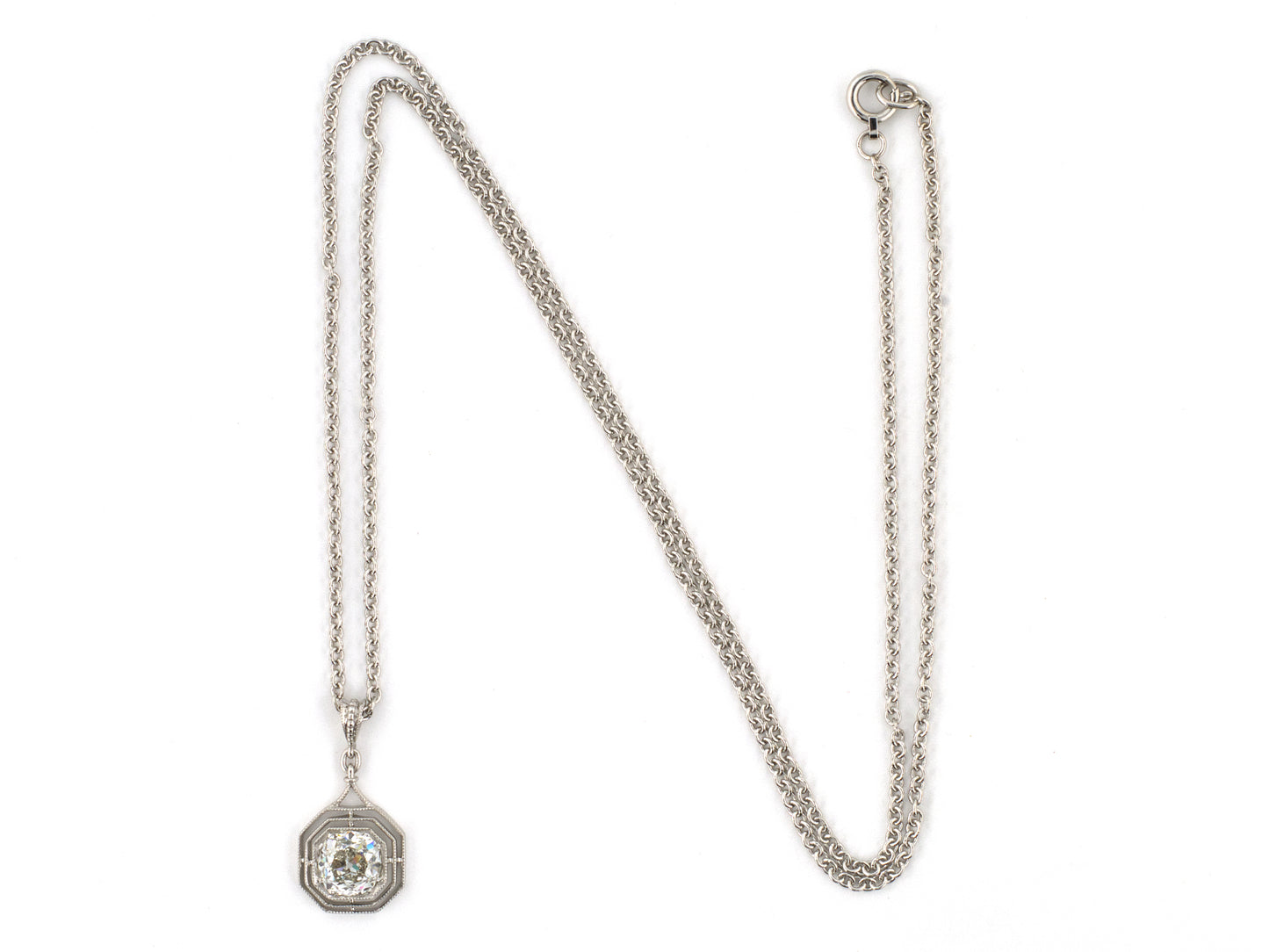 45607 - Platinum Diamond Tiered Octagonal Merry Widow Pendant