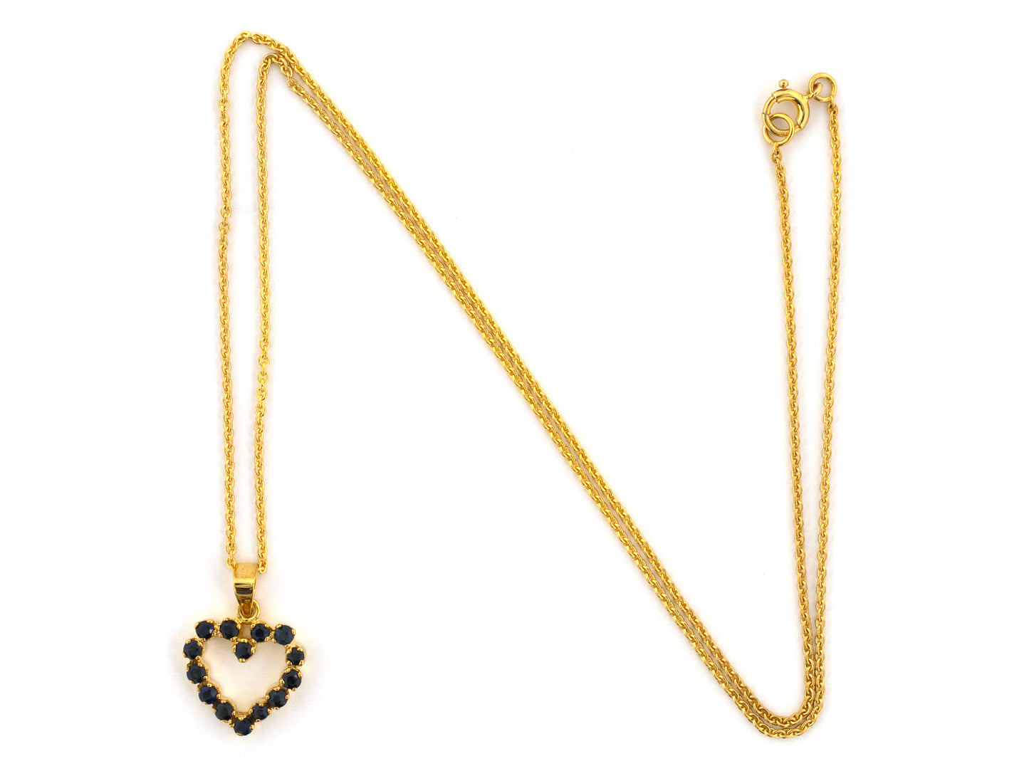 45708 - Gold Sapphire Open Heart Pendant Necklace
