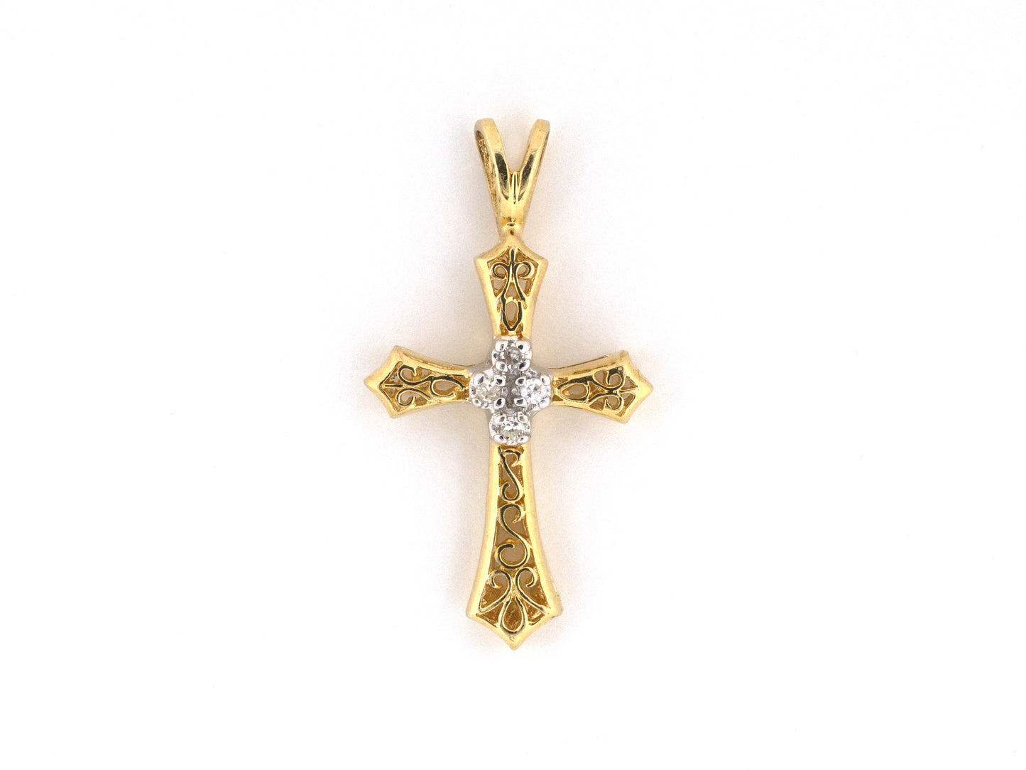 45712 - Gold Diamond 2-Tone Cross Pendant