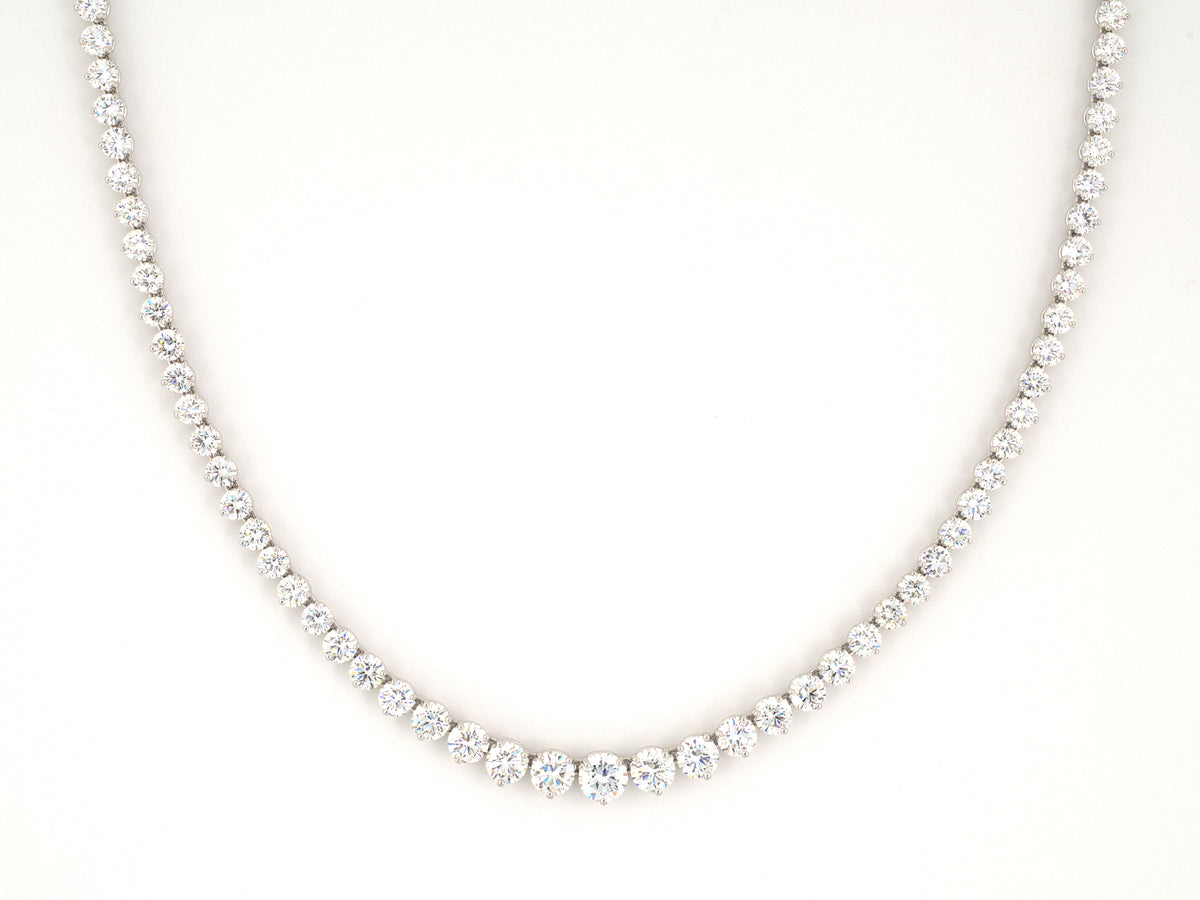 45750 - Platinum Gia Diamond 3-Prong Riviere Necklace