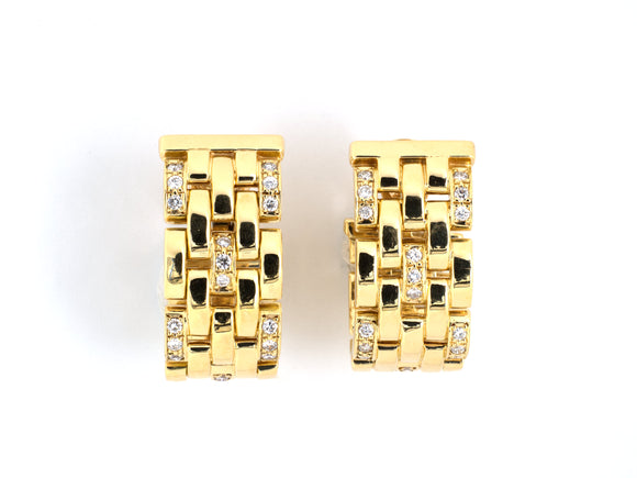 52648 - Circa 1988 Cartier Gold Diamond Panther Earrings