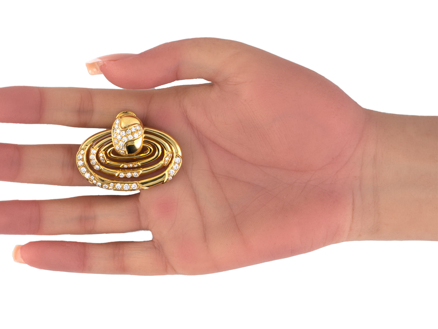 52935 - Gold Diamond Oval Loop Drop Dangle Earrings