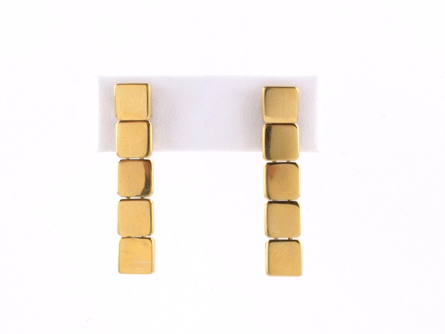 53074 - SOLD - Circa 2002 Tiffany Gold Square Drop Dangle Earrings SOLD ***MATCHING BRACELET #72652 & NECKLACE #43205*** SOLD
