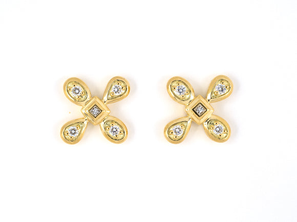 54173 - Mimi So Wonderland Collection Gold Diamond Flower Petal Earrings