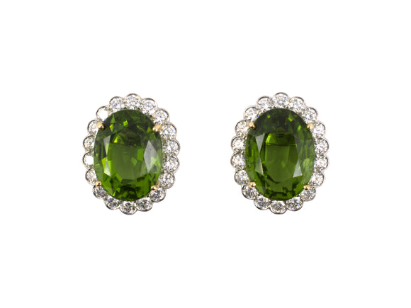 54257 - Platinum 18K Yg Peridot Diamond Earrings