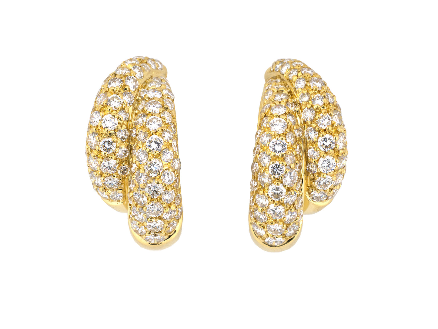 54287 - Italy Gold Diamond Hoop Earring