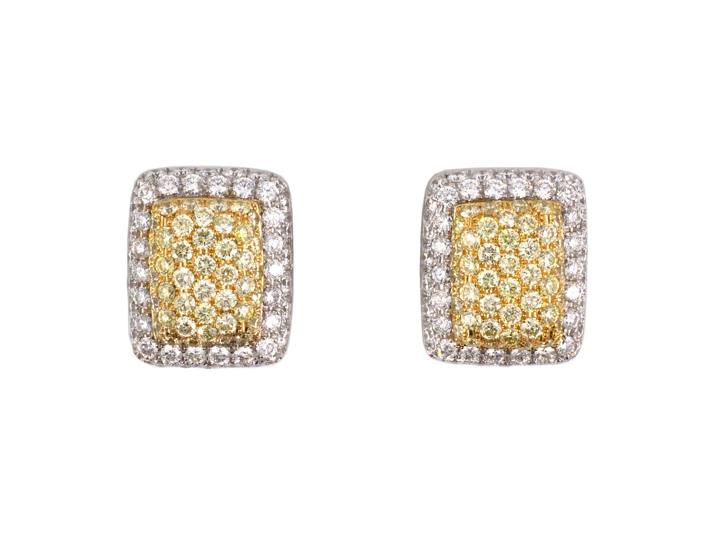 54311 - SOLD - Gold Diamond Italy Cushion Shaped Earrings