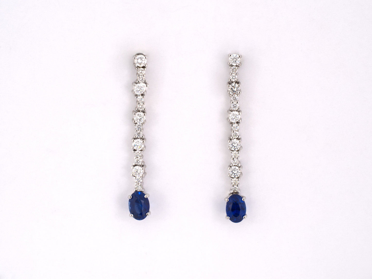 54313 - Gold Diamond Sapphire Stilleto Earrings