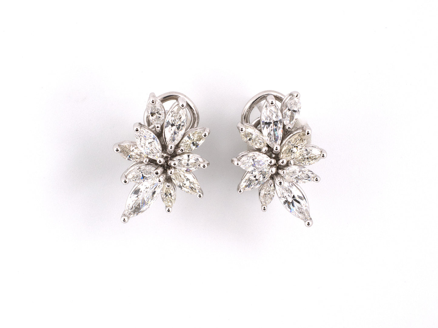 54318 - Gold Diamond Floral Spray Cluster Earrings