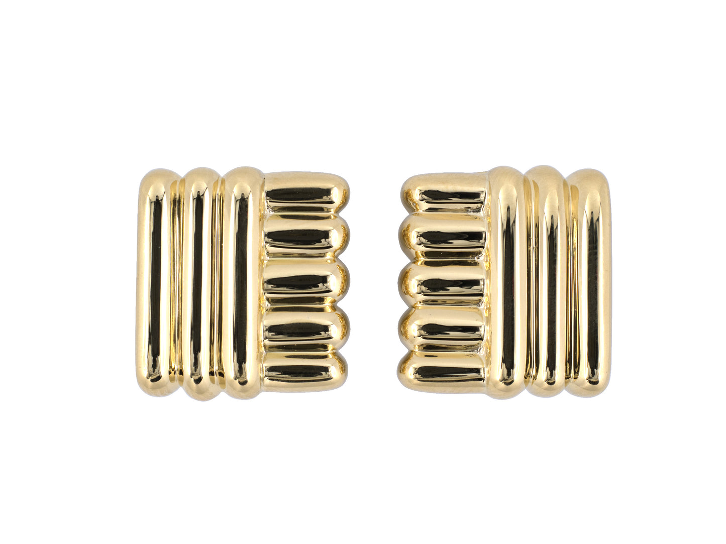 54376 - Webb Gold Corrugated Square Earrings