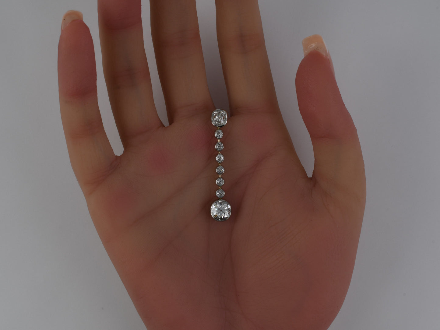 54387 - Edwardian Platinum Gold Diamond Tube Set Drop Dangle Earrings