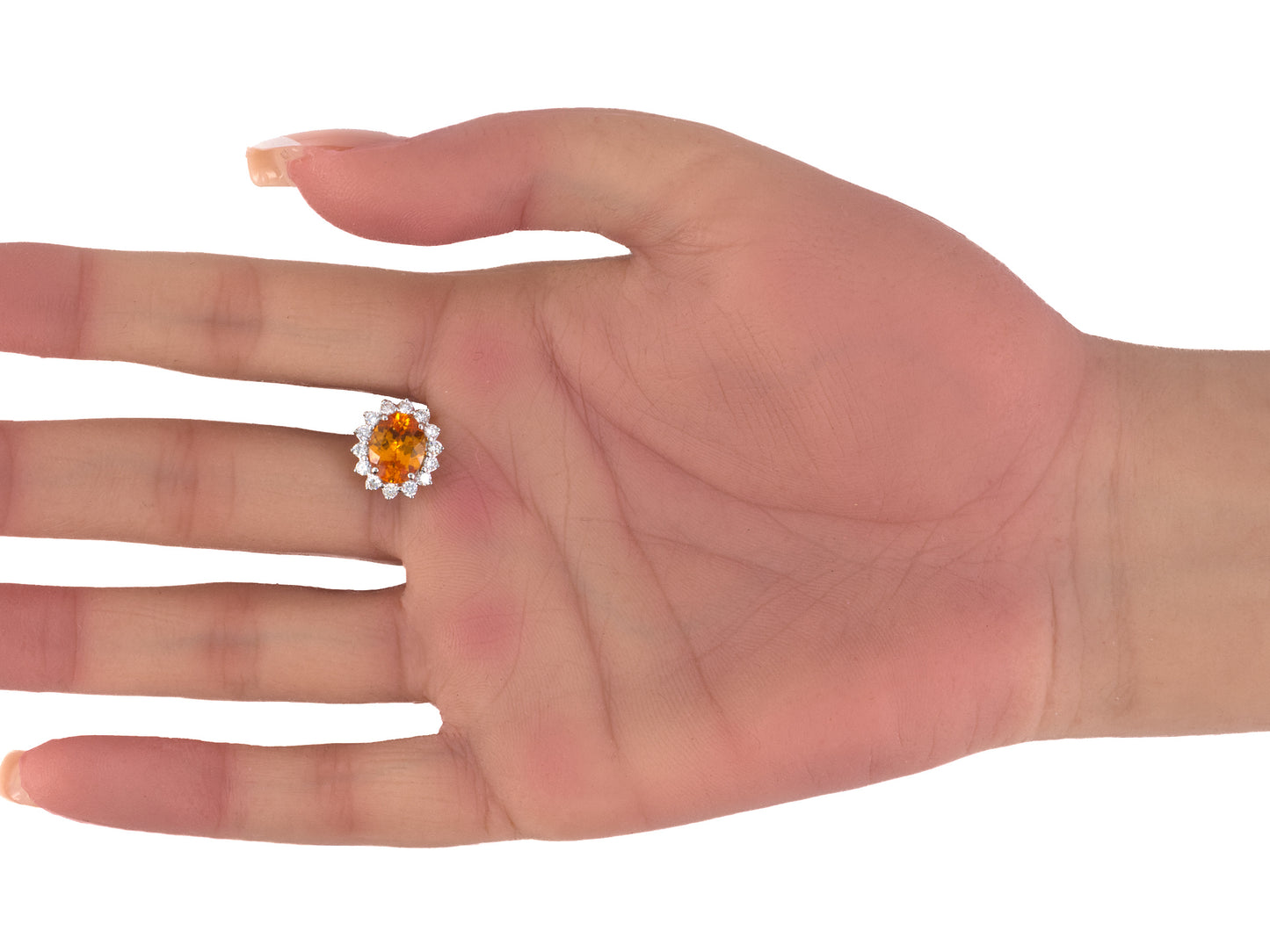 54464 - SOLD - Gold Diamond Spessartite Orange Garnet Oval Cluster Earrings